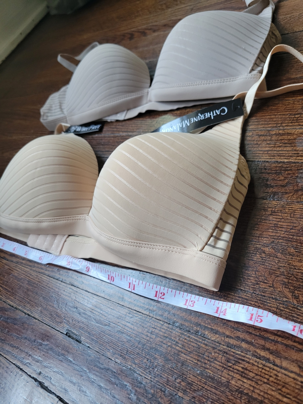 Catherine Maladrino 2 Piece Stripped Bra Set Sz 38C Wire Free Nwt - Picture 16 of 16